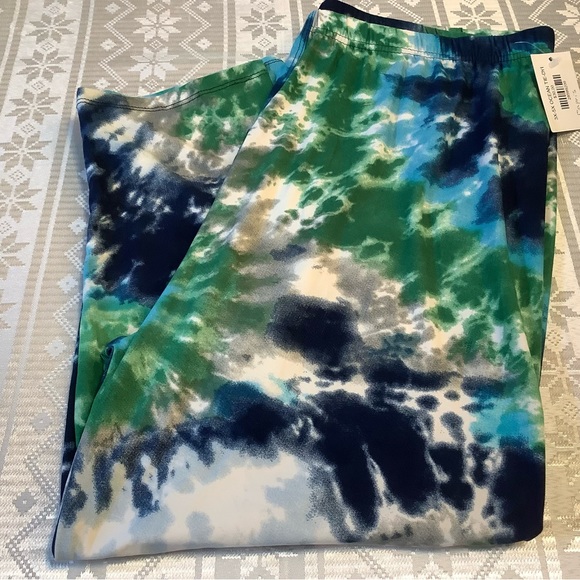 Capris Women’s 3XL-5XL Elastic Waistband Ocean Tie-Dye Pattern - Picture 6 of 8